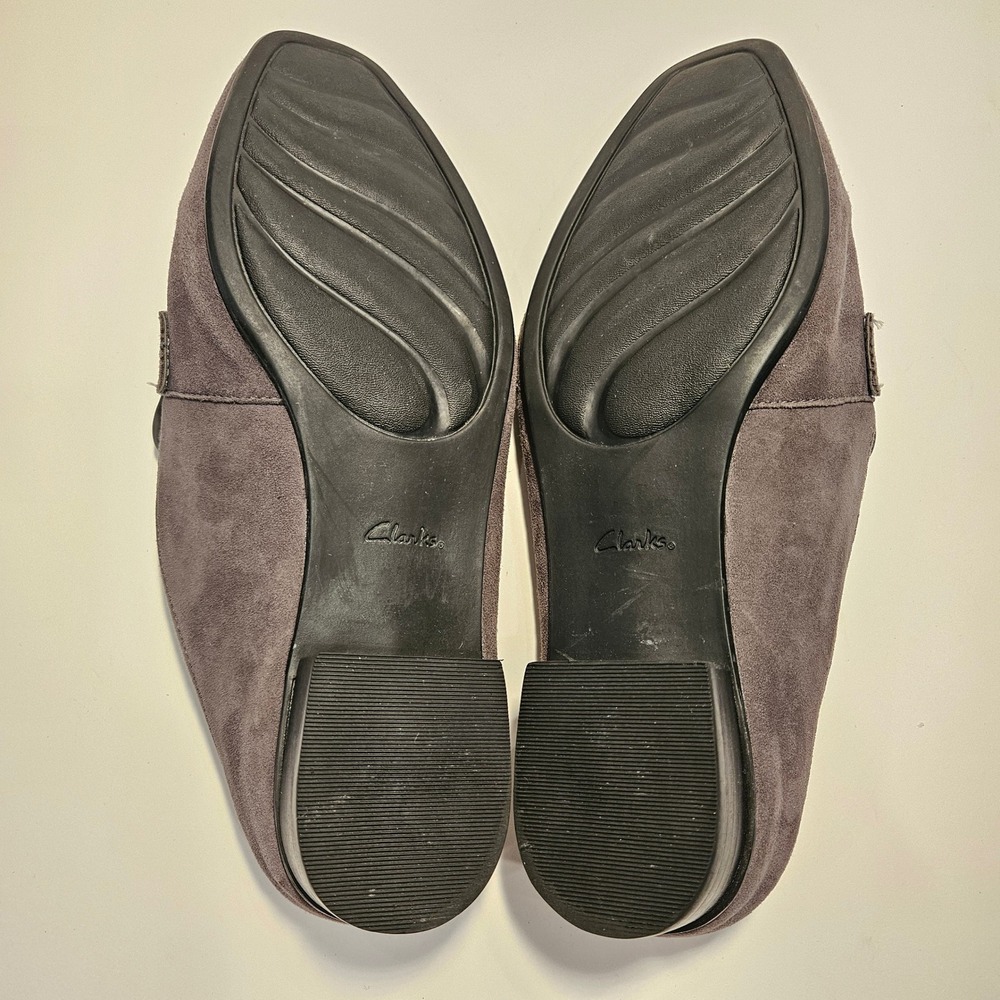 Clarks Keesha Donna Grey Suede Penny Loafer Mules Womens 8.5W - Picture 6 of 7